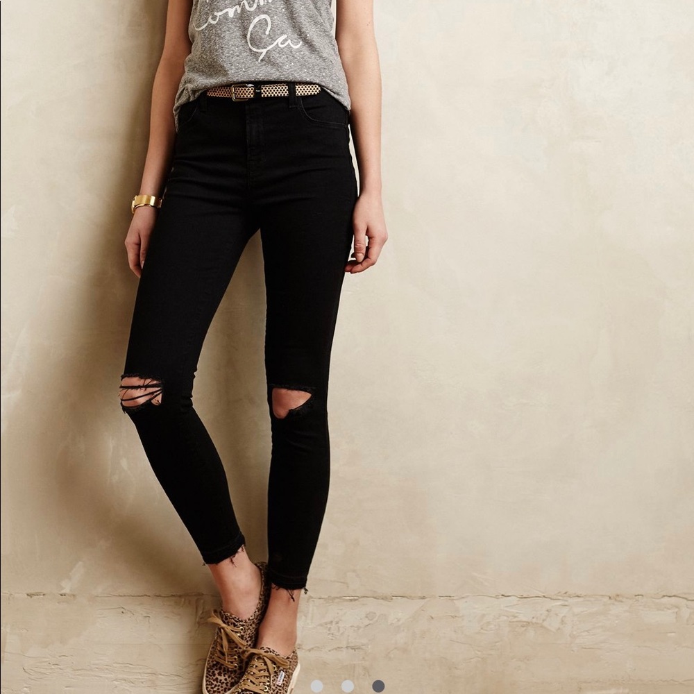 J Brand High Waisted Distressed Black Jeans